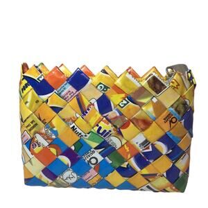 Candy Wrapper Small Zippered Novelty Woven Multicolor Coin Purse